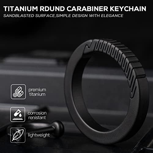 Tisur 2pcs Titanium Key Rings Titanium Round Carabiner Clip