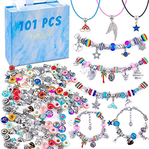 101 PCS Bracelete Diy Fazendo Kit Charms Colares Jóias Fazendo suprimentos de Botes Diy Craft Gift para adultos adolescentes meninas