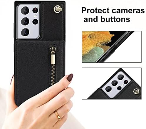 Caso para Galaxy Note 20, crossbody wallet titular de carteira de couro PU flip destacável Ajustável Capacete de protetora de kickstand