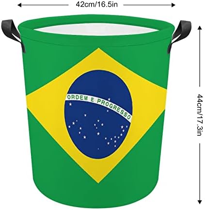 Cestas de tecido de lona de lavanderia de bandeira brasileira com alças de lavanderia de lavander