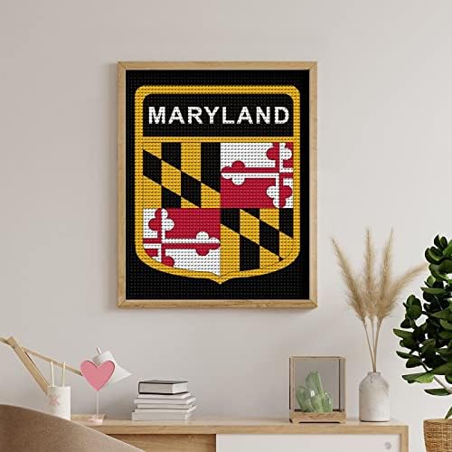 Maryland Flag Custom Diamond Painting Kits para adultos redondo broca completa 5d DIY por número para decoração da parede em casa