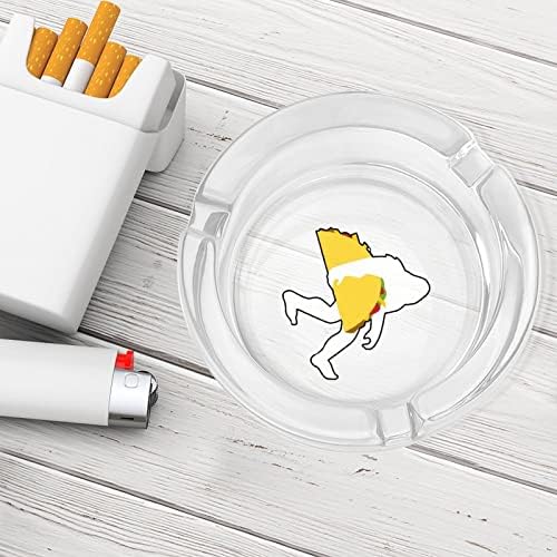Bigfoot Taco Glass Ashtray para cigarros redondo bandejas de cinzas para escritório em casa e restaurantes