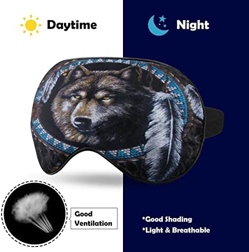 Lobo indiano nativo dormindo cegos máscara de olho fofo capa engraçada com alça ajustável para homens homens