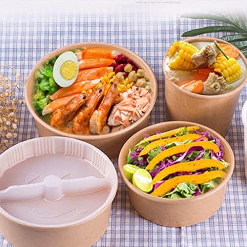 Cabilock 60 PCs Camping Containers Brown Bowl para refeições papel Sandwich Deli redondo Take Bento Biodegradable Tainous