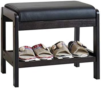 Prateleiras duráveis ​​de Htllt Banco de sapatos de madeira, assento de armazenamento, armário de corredor com 1 prateleiras, simples-1
