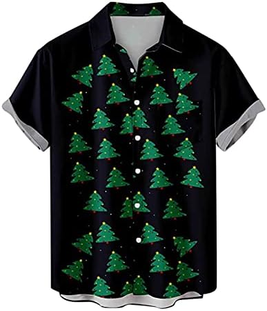 Wocachi Christmas Mass Button Down Short Sleeve Camisetas, Funny Natal Papai Noel Print Print Bowling Shirt Fester