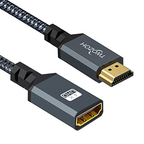 Cabo de extensão HDMI HDMI de dois, HDMI Male para fêmea HDMI Cord, Extender HDMI trançado de nylon, Suporte ao adaptador de cabo