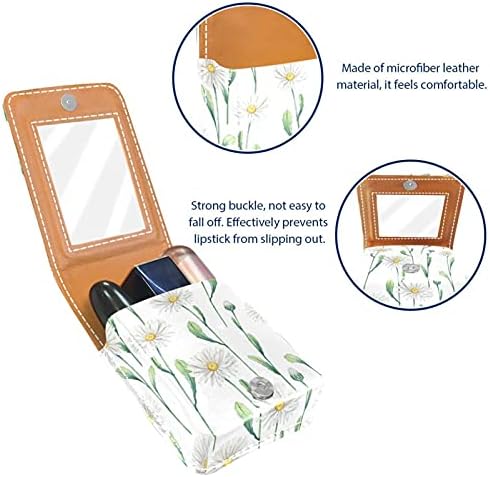 Caixa de batom de maquiagem para camomiles externos Lipstick portátil Organizador com espelho Mini Makeup Bag leva até 3 batom