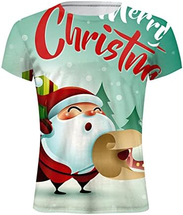 Wocachi Christmas Mens Solider de manga curta Camisetas, Funny Xmas Santa Claus Treino Athletic de Tops gráficos ajustados