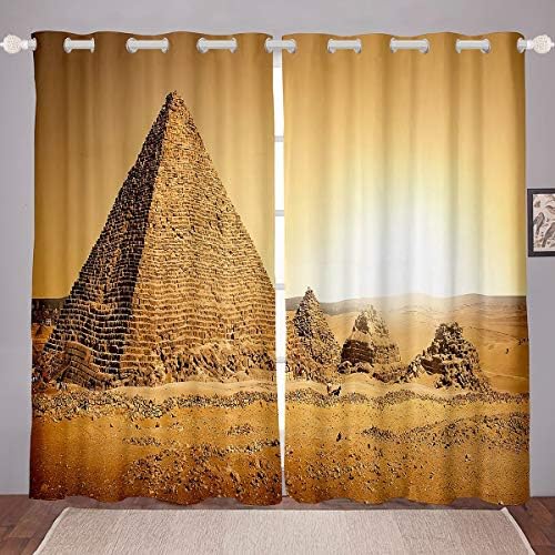 Corra de janela da pirâmide, painéis de cortina de janela de estilo egípcio para crianças meninos meninas adolescentes histórico