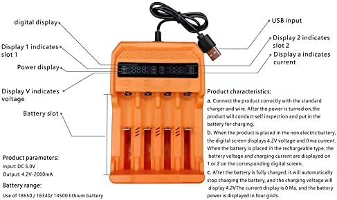18650 Carregador USB3.7V Four-slot Lithium Battery Smart Charger Smart Display Digital Carregando multifuncionalidade de quatro