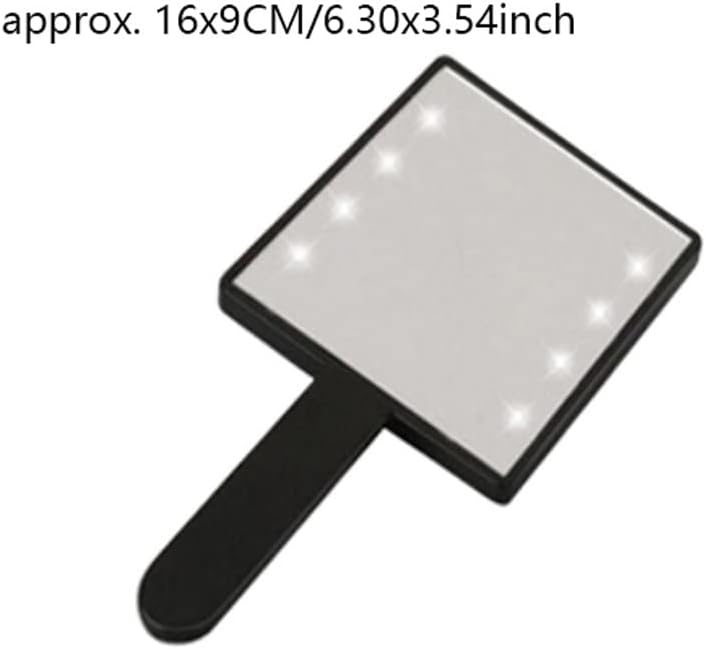 Espelho de maquiagem uxzdx com luz LED com contas de mão pequena espelho cosmético quadrado Mulher portátil Viagem compacta