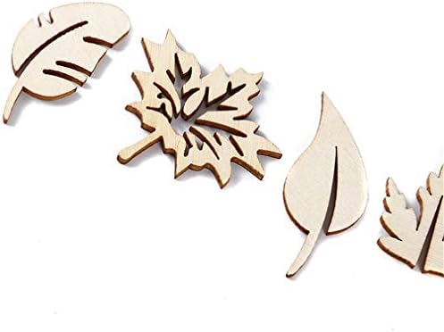 Yunzee 50 peças enfeites de madeira cortes a laser folhas ornamentos formas naturais para mesa de casamento decorações penduradas decoração de broca diy