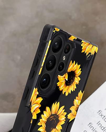 Samsung Galaxy S23 Caso Ultra para Mulheres, Design de Padrão de Flores de Luxo Lúteis Hosgor, Proteção à Câmera