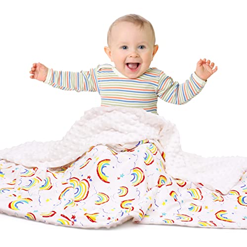 Cloele Baby Plexh Minky Clanta com apoio pontilhado para meninos meninas - tecido de lã de dupla camada de 33 x 42 polegadas