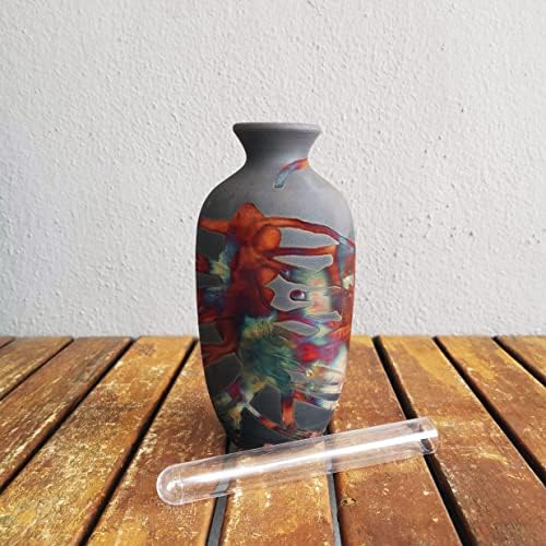 Vaso Raku de Cerâmica Koban com tubo de água - Presentes de cerâmica para ela, boho, caixa de presente, presente para