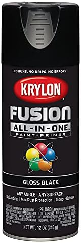 Krylon 6 pacote de 12 oz K02702007 Black Fusion All-in-One Pintura e tinta spray de primer, brilho