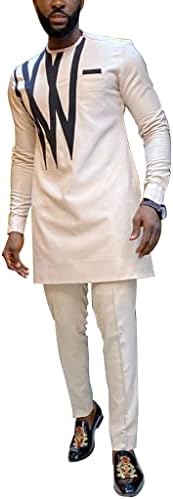 Africano Men Rouse 2 Peças Conjunto de jaqueta Dashiki Camisetas de manga comprida roupas de traje de vestuário fora de calça de calça superior