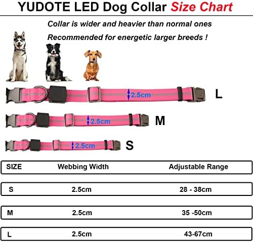 Petiry LED Dog Collar, colarinho recarregável USB Cola de cachorro, Collar de cabeça ajustável para resistência do Warter para cães pequenos, médios e grandes