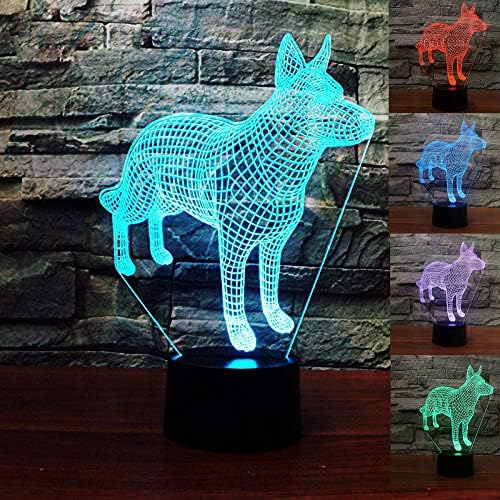 Molly Hieson 3d Cão Night Night Animal Table Lamp Decor Tabel Desk Ilusão Lâmpadas de Ilusão de Corpo 7 Luzes de