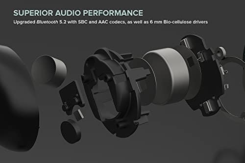 Creative Outlier AIR V3 True Wireless Swarsof-Ear fones de ouvido com modo ambiente, redução de ruído ativo, carregamento sem fio, Bluetooth 5.2, AAC, Quad Mics, 40hrs Battery / 10hrs por carga