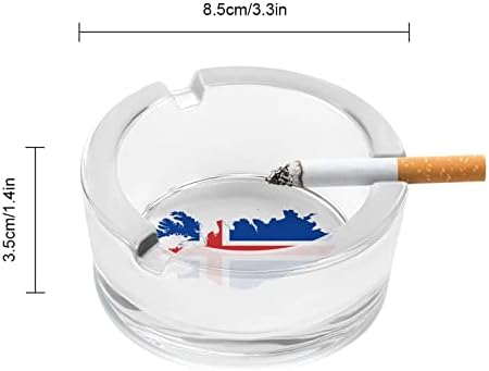 Mapa de bandeira da Islândia cinzeiro de vidro para cigarros redondo bandeja de cinzas portátil de porta -cinzas portátil para