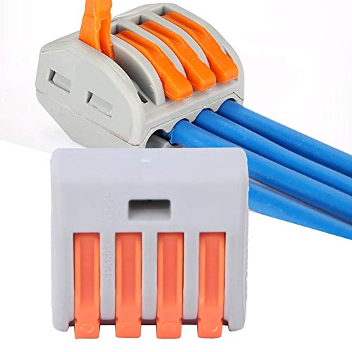 Conector de fios de alavanca de 100pcs 4 vias Bloco de cabo elétrico compacto para fio de fio de 0,75 mm2-4mm2 Ssingle