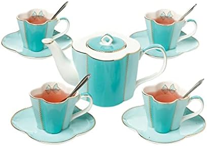 Zlxdp Tarde Tea Conjunto de café Drinkware conjunto de bule com xícaras de café e pires de filtro de chá