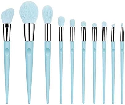Ganfanren 10 PCs Blue Makeup Brushes Completa de pincéis de maquiagem de maquiagem de sombra de olho grande em pó com ferramentas de maquiagem mais marcador com caneta