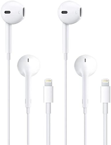 Apple Earbuds Headphones conectados com conector de raios, 2 pacote [Apple MFI Certified] Earónos do iPhone compatíveis