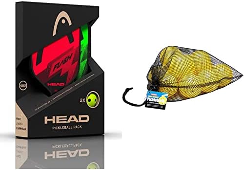 Pacote de pickleball do flash da cabeça - 2 pás aprovadas, 2 bolas ao ar livre, transporte de saco