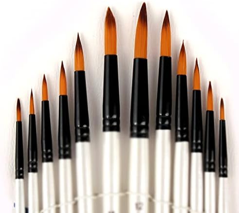 Pincel de nylon Trexd 12 conjunto de caneta de gancho de arte pintura pintura aquarela de pincel de pincel de pincel de óleo de giz aquáticos conjunto (cor: preto, tamanho