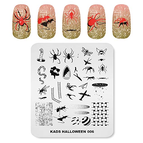 Placas de estampagem de unhas de kads 3pcs Modelos de arte unhas Placas de arte de Halloween Design Spider Spider Pumpkin Lantern Witch Skeleton