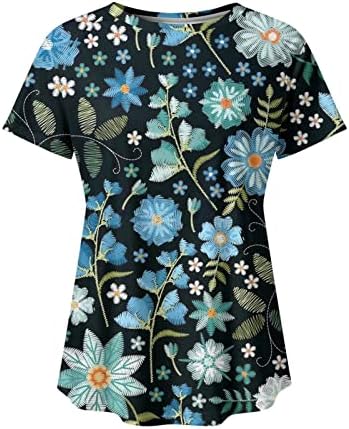 Miashui atlética de manga curta Camisa feminina feminina primavera floresteira estampada manga curta o pescoço camiseta