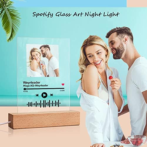 WRGIFTS Spotify Glass Art Night Light Light Personalized Music Plate With Picture Spotify Spotify Code Acrylic Song 4,7 x 7,08 x 0,98