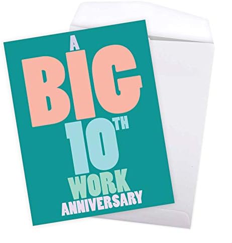 Nobleworks - 10º cartão de aniversário de trabalho - cartão Jumbo por 10 anos, Parabéns aos funcionários da grande
