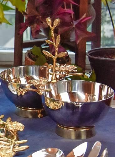 Espaços serenos Orquídeas Living Orquídea Twin Bowls, tigela decorativa prateada útil como peças centrais de metal para mesas, uso