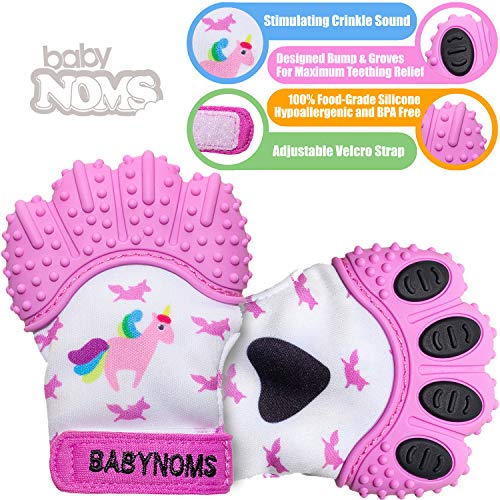 BabyNoms Toulting Mitten | A pata de dentição original | Brinquedos de dentição de silicone seguros ou anel de dentição proporciona alívio de dentição auto-morta | PERDETHER RIND