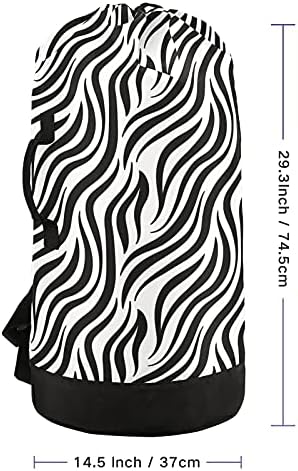 Bolsa de lavanderia com estampa de zebra com alças de ombro de lavanderia Backpack Saco de tração Fechamento de cordão Hurture Handper for Camp Laundromat Essentials Travel