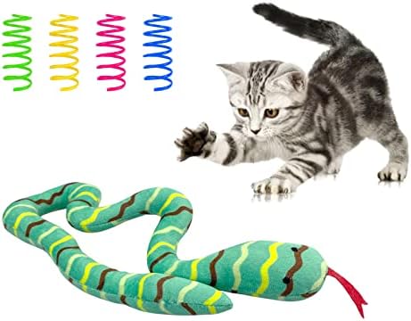 Andiker Catnip Toys e 4 Toys de primavera de gato, 20 polegadas Toys de Catnip Toys duráveis ​​para gatos internos para gatos internos para perseguir e mastigar para aliviar o estresse e manter a forma
