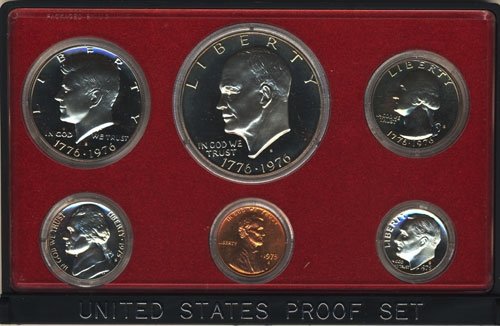 1975 S Prova de 6 moedas definida na prova de embalagem do governo original