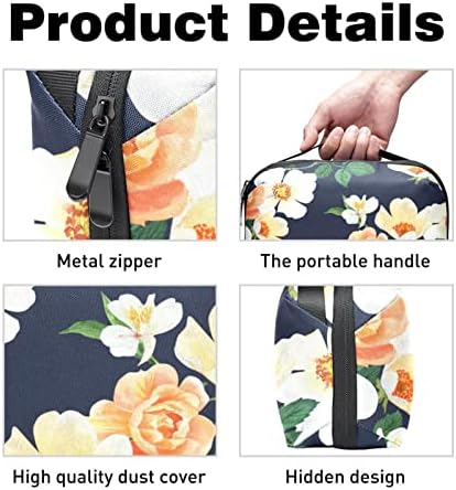 Bolsa de maquiagem de padrões de flores para bolsa de viagem portátil de viagens portátil para saco de beleza de produtos de