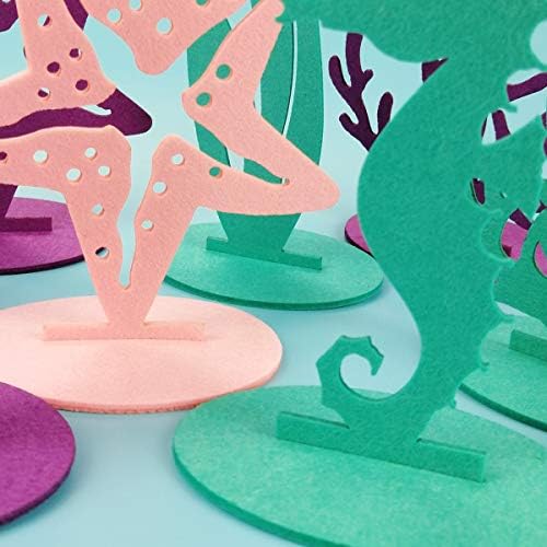 CIEOVO 16PCS Ocean Mermaid Party Decoration Diy Felt Table Piece para Under the Sea Little Mermaid Tema Baby Shower