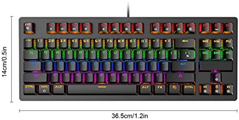 Teclado para jogos, 87 teclas de teclado com teclado punk teclado mecânico com luz LED para jogos e trabalho, dispositivo de escritório