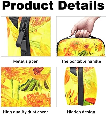 Saco de higiene pessoal Kit DOPP pendurado para homens resistentes a água para viajar, pintura a óleo girassol dahlia retro