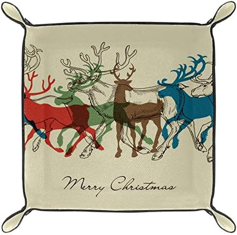 Lyetny Deer Christmas Decorativo Organizador da bandeja Caixa de armazenamento Bandejas de mesa de mesa Caddy Alterar a carteira de caixa de moeda de caixa