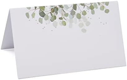 100 pacote eucalipto vegetação cartões de lugar verde folhas de assento card tabela de casamento cenário de tenda dobrada