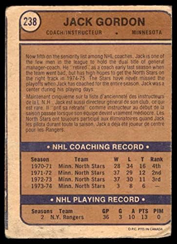 1974 O-Pee-Chee NHL 238 Jack Gordon North Stars Good North Stars