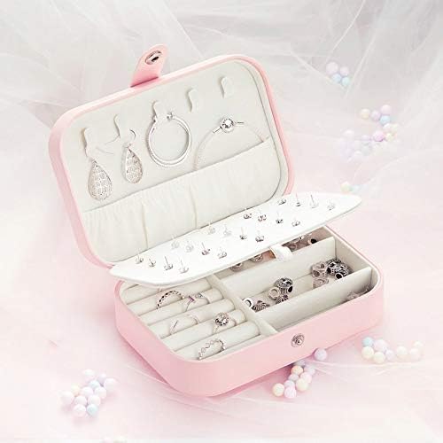 Emers requintada- caixa de jóias caixa de jóias de couro pu rosa caixas de armazenamento multifuncional Brincos de anel