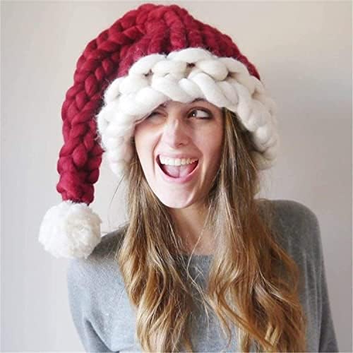Diumy malha de chapéu de Papai Noel, chapéu de Natal de malha de malha, kit de tricô - chapéu de Papai Noel Tree Trede Jumbo Chunky Papai Noel Hat de Natal/chapéu de Natal, chapéu de Papai Noel ALDULT
